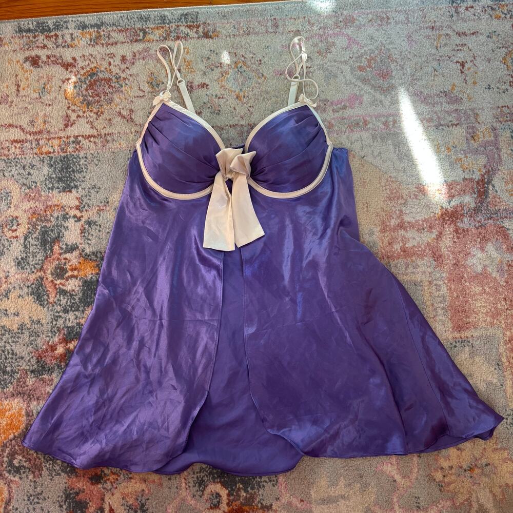 Vintage Y2K blue and white satin cami top - Picture 3 of 4